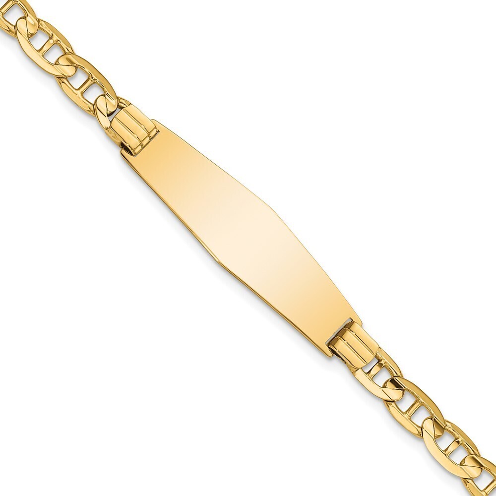 14k Yellow Gold Anchor Soft Diamond Shape Id Bracelet